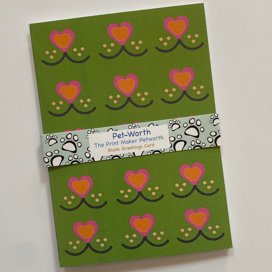 GREEN LOVE HEART CARD